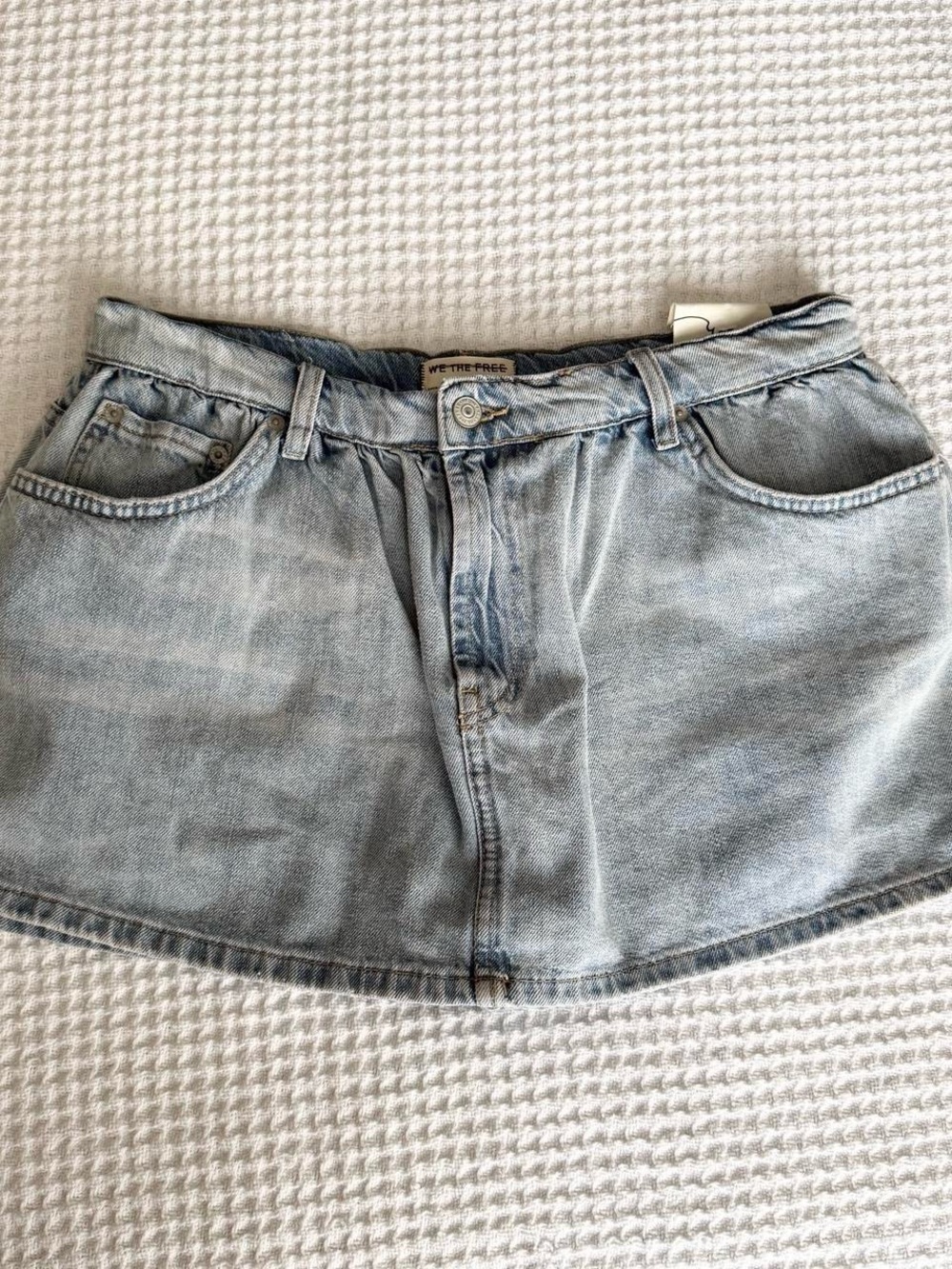 NWT We The Free Faded Light Blue Denim Mini Skirt/skort